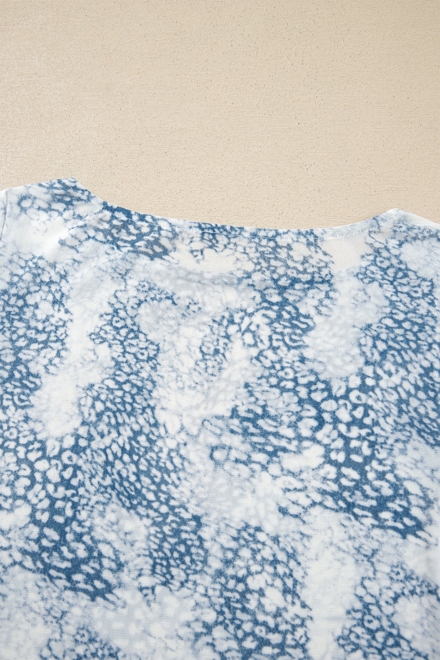 Sky Blue Long Sleeve Leopard Print Round Neck Sheath Top-Tops/Long Sleeve Tops-[Adult]-[Female]-2022 Online Blue Zone Planet