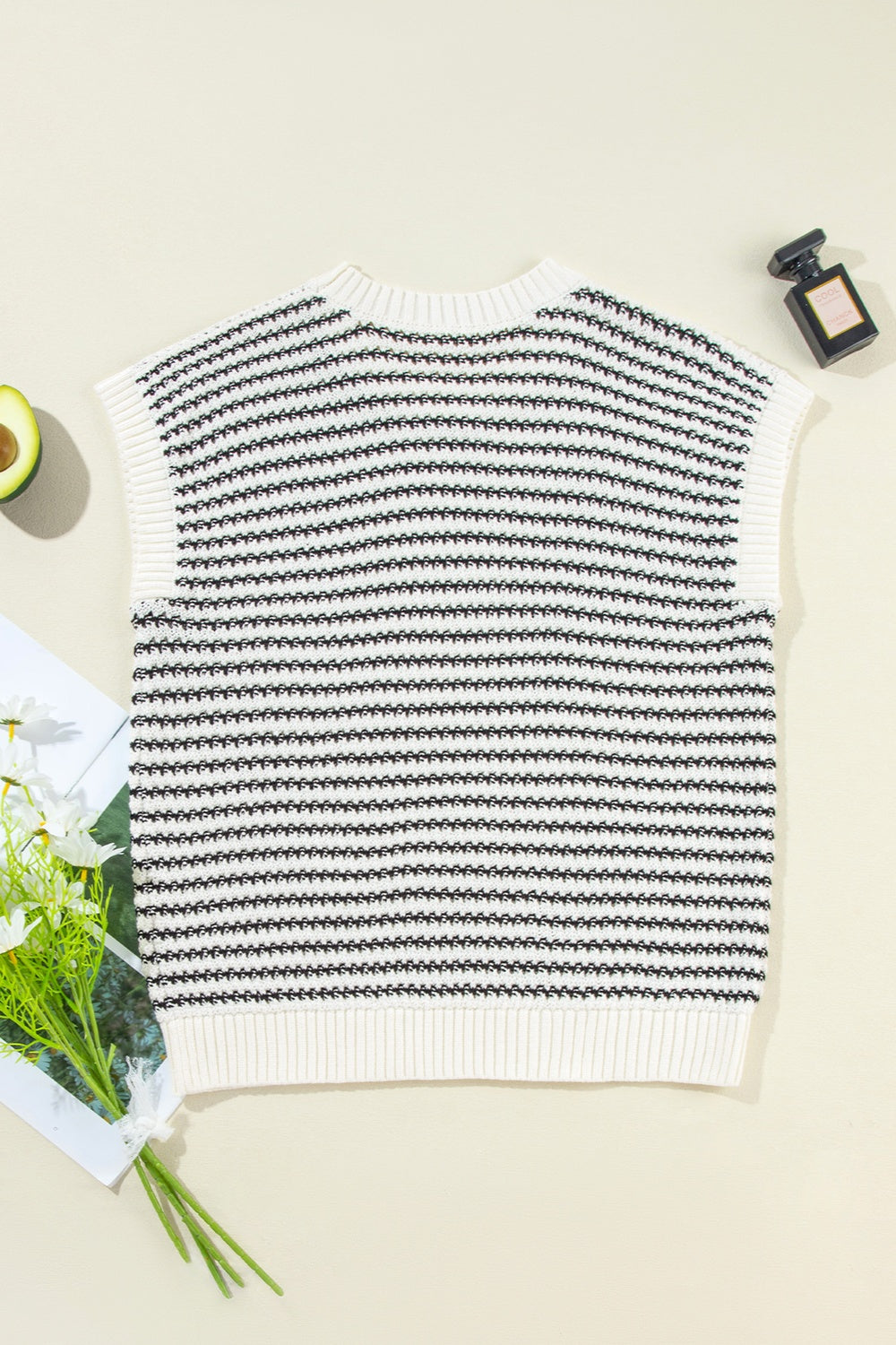 Striped Round Neck Sweater Vest-TOPS / DRESSES-[Adult]-[Female]-2022 Online Blue Zone Planet