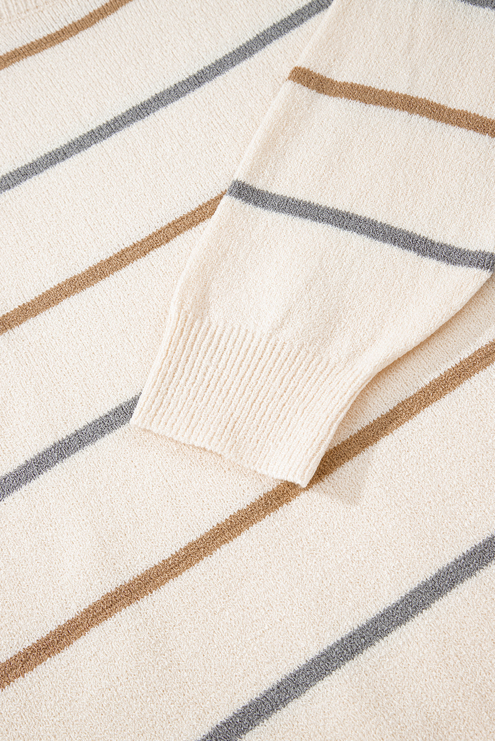 Multicolour Striped Drop Shoulder Plus Sweater-Plus Size/Plus Size Sweaters & Cardigans-[Adult]-[Female]-2022 Online Blue Zone Planet