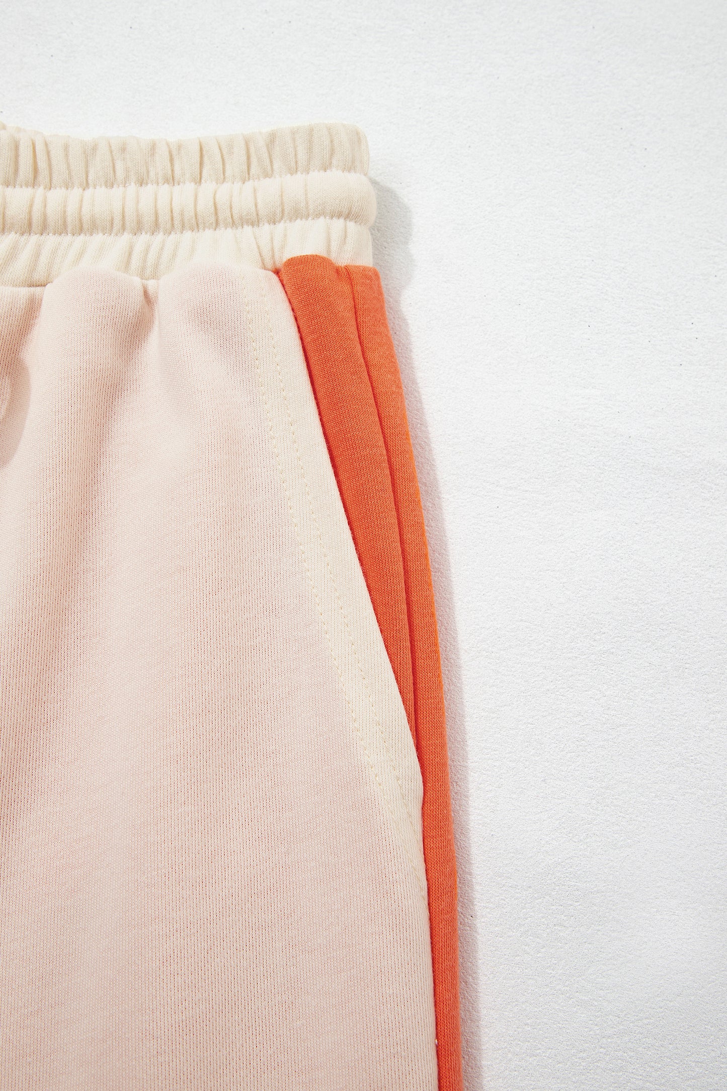 Russet Orange Raw Seam Colorblock Wide Leg Ankle Length Casual Pants