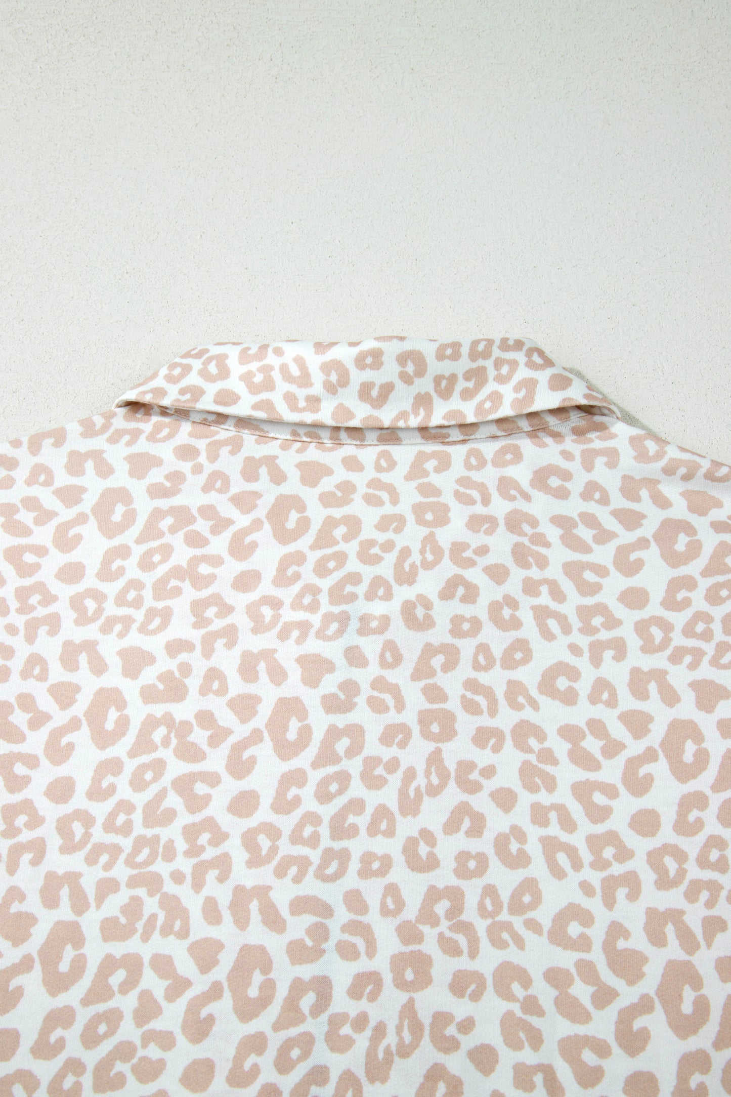 Beige Leopard Zip Polo Top 2pcs Short Set-Two Piece Sets/Short Sets-[Adult]-[Female]-2022 Online Blue Zone Planet