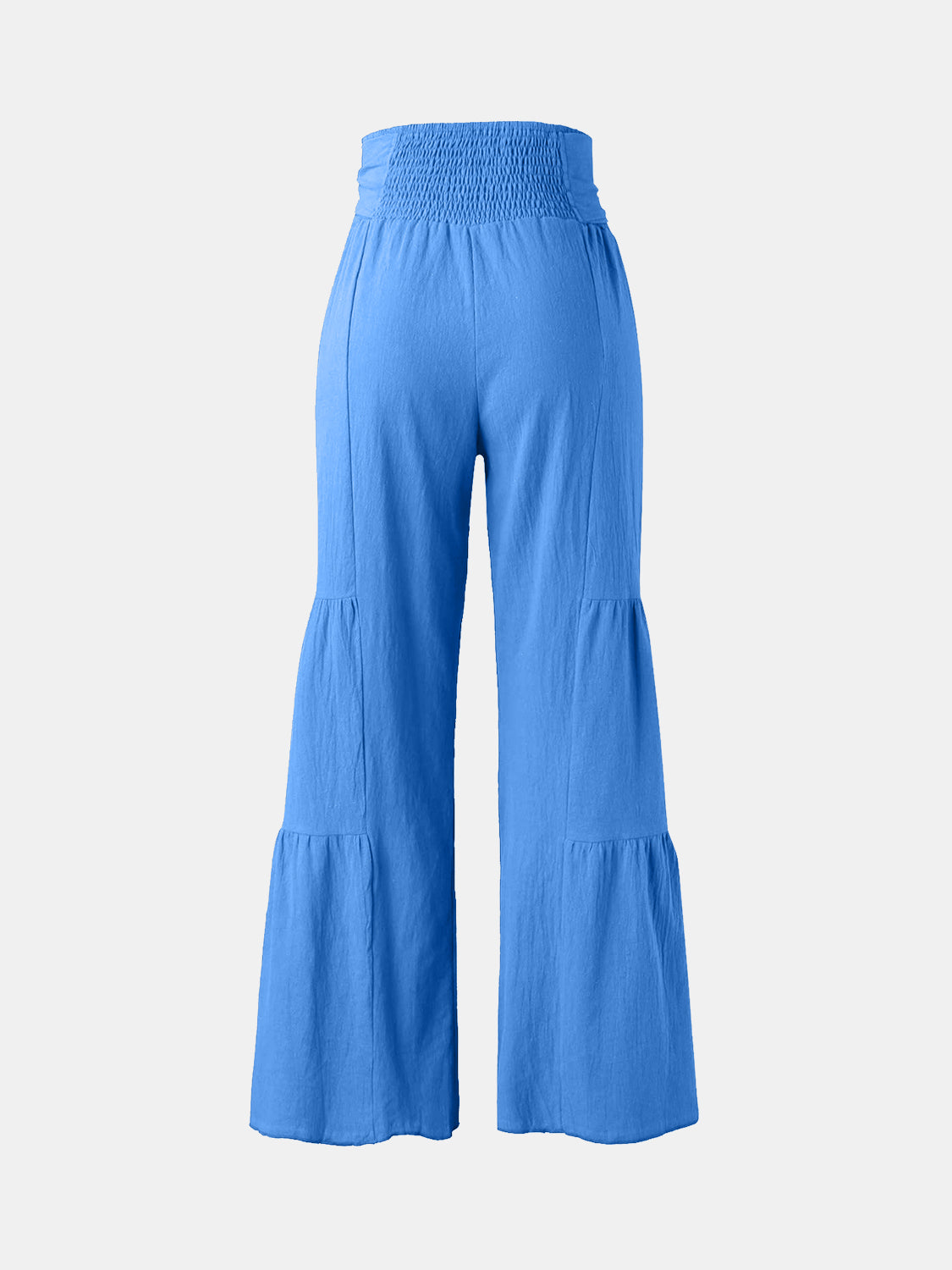 Tied Ruched Wide Leg Pants-BOTTOMS SIZES SMALL MEDIUM LARGE-[Adult]-[Female]-2022 Online Blue Zone Planet