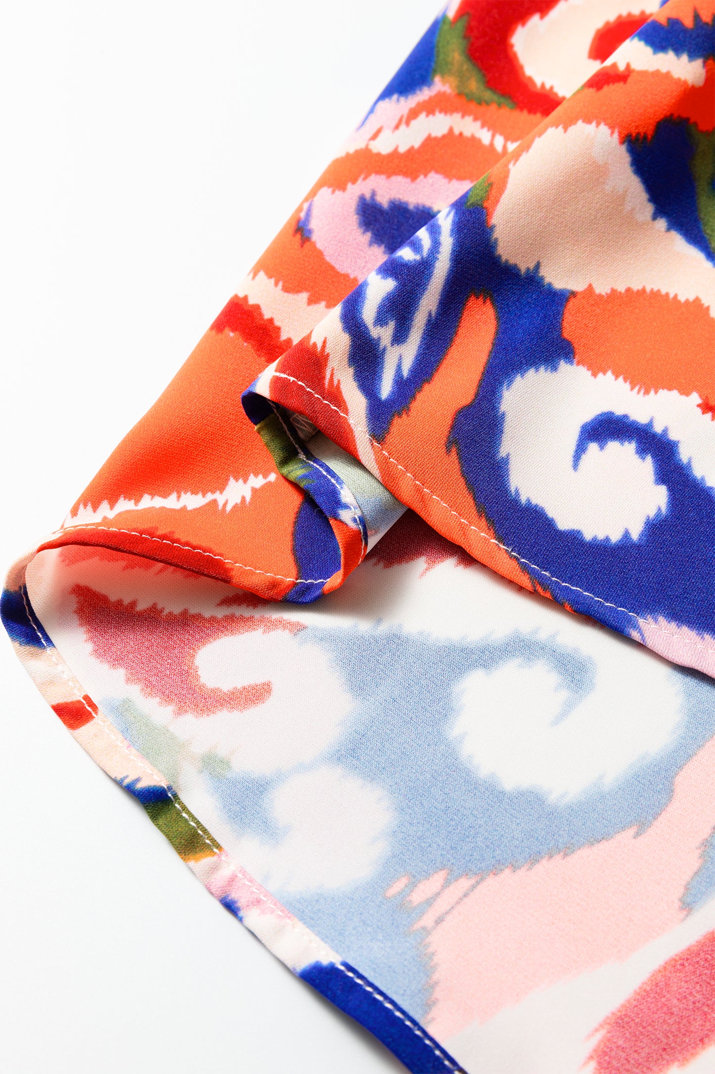 Red Paisley Geometric Mixed Print Patchwork Puff Sleeve Blouse Top-Tops/Blouses & Shirts-[Adult]-[Female]-2022 Online Blue Zone Planet