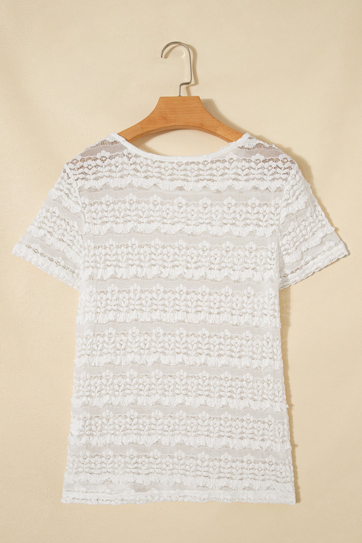 White Sheer Lace Short Sleeve Top-Tops/Tops & Tees-[Adult]-[Female]-2022 Online Blue Zone Planet