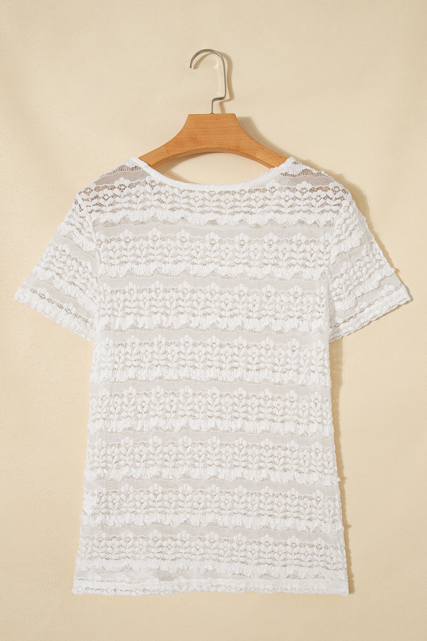 White Sheer Lace Short Sleeve Top-Tops/Tops & Tees-[Adult]-[Female]-2022 Online Blue Zone Planet