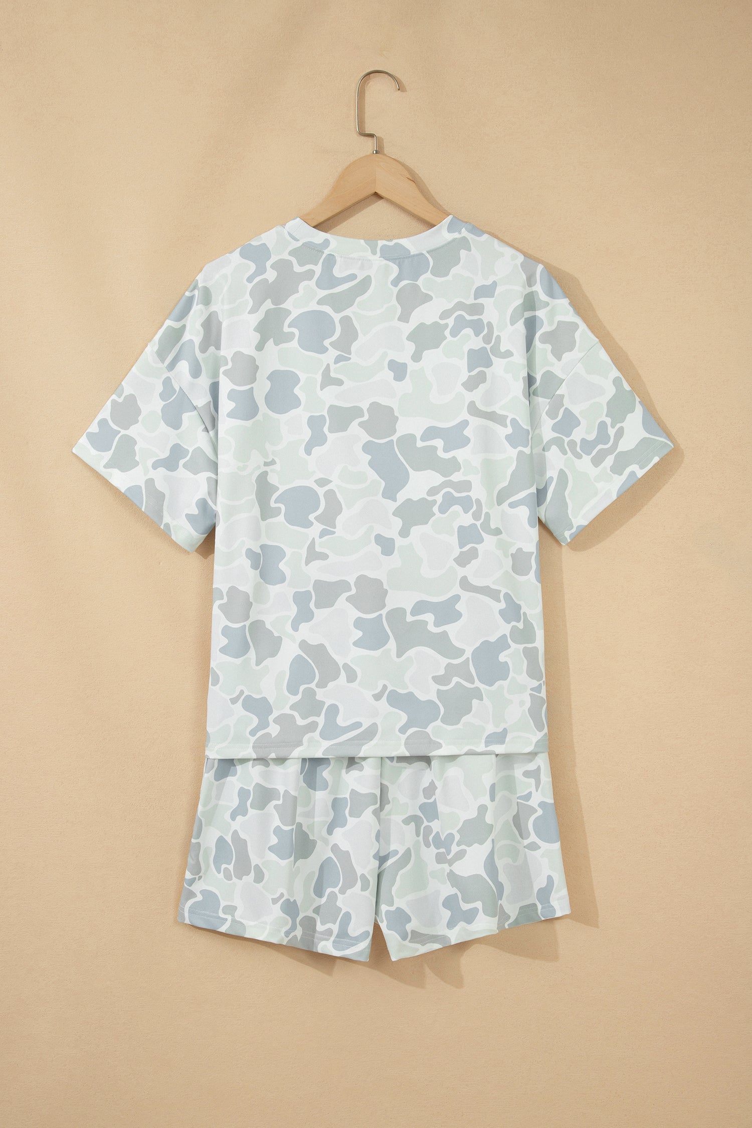 Multicolour Camouflage Print Casual Tee Drawstring Short Set-Two Piece Sets/Short Sets-[Adult]-[Female]-2022 Online Blue Zone Planet