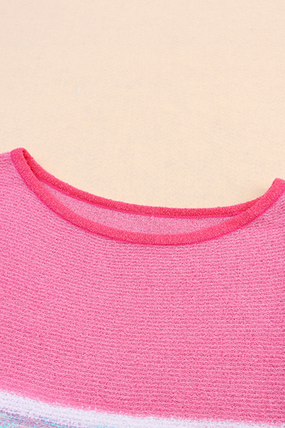 Blue Zone Planet | Contrast Round Neck Three-Quarter Sleeve Knit Top-TOPS / DRESSES-[Adult]-[Female]-2022 Online Blue Zone Planet