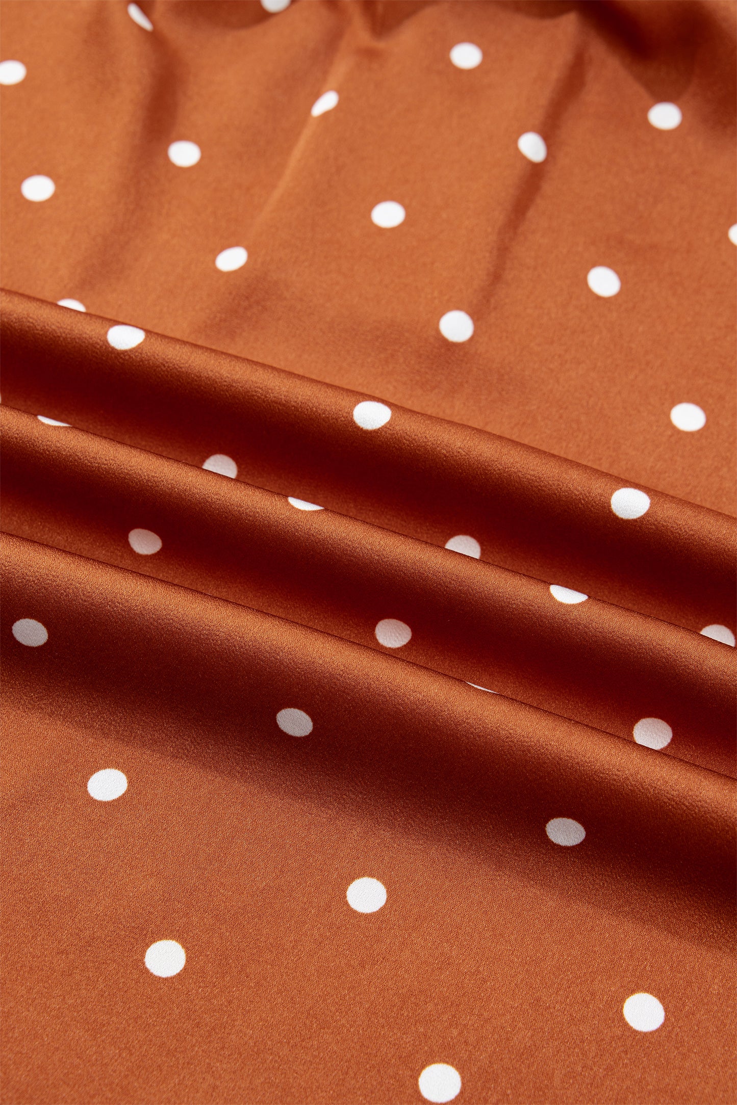 Brown Polka Dot Half Button V Neck Long Sleeve Blouse-Tops/Blouses & Shirts-[Adult]-[Female]-2022 Online Blue Zone Planet