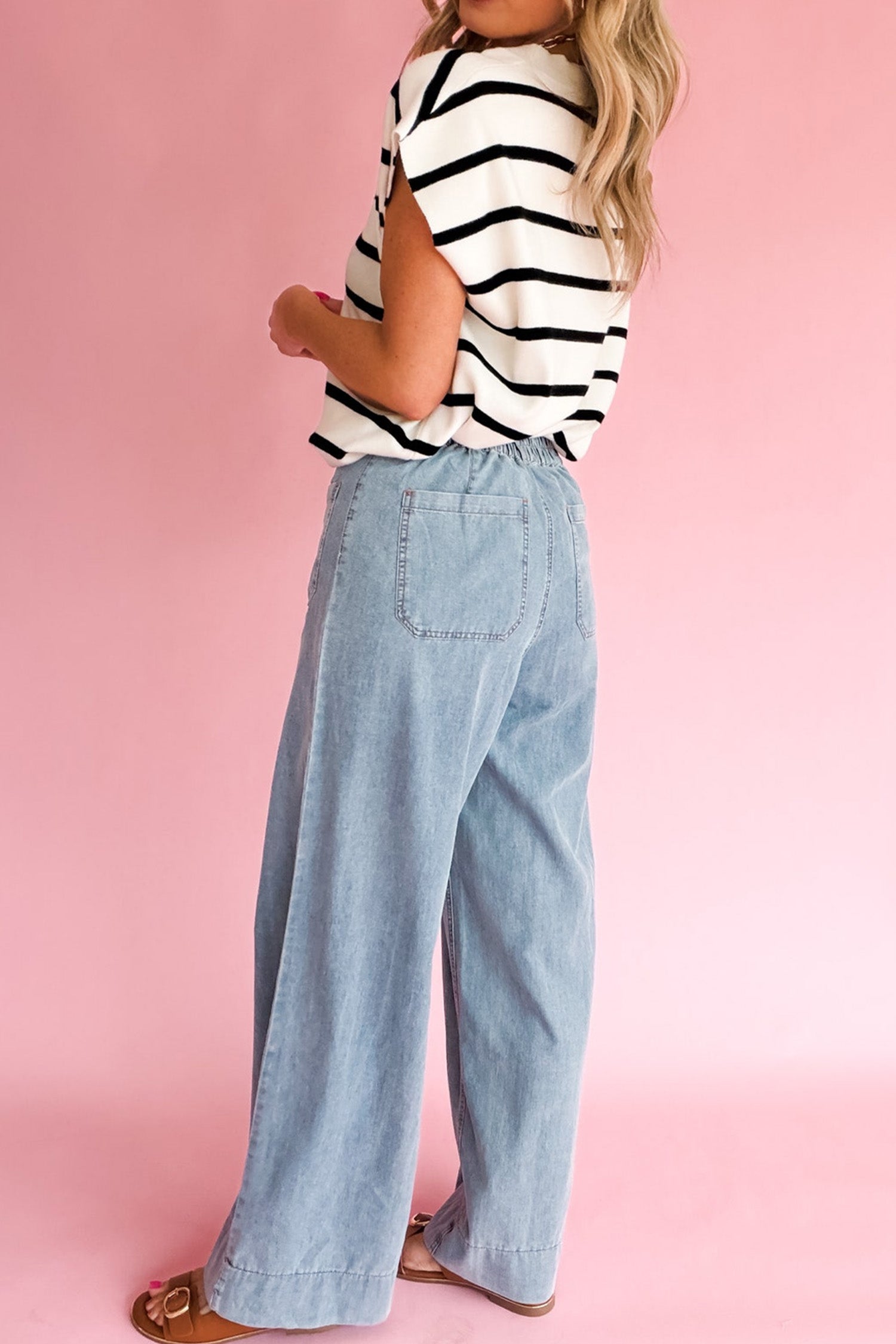 Beau Blue Solid Full-Length Regular Pocket Detail Wholesale Denim Jeans-Bottoms/Jeans-[Adult]-[Female]-2022 Online Blue Zone Planet