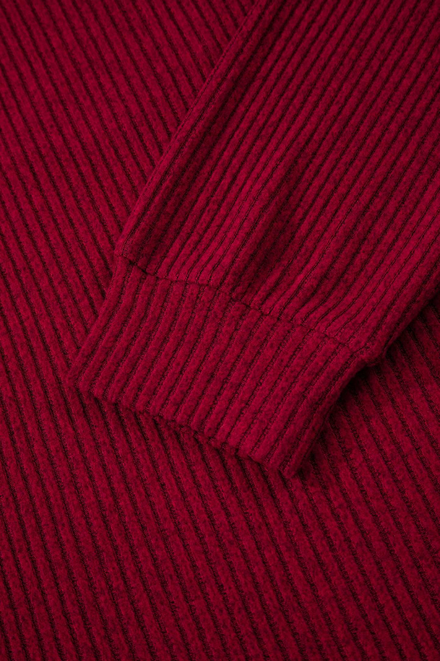 Racing Red Ribbed V Neck Contrast Ribbon Bow Back Drop Shoulder Long Sleeve Top-Tops/Blouses & Shirts-[Adult]-[Female]-2022 Online Blue Zone Planet