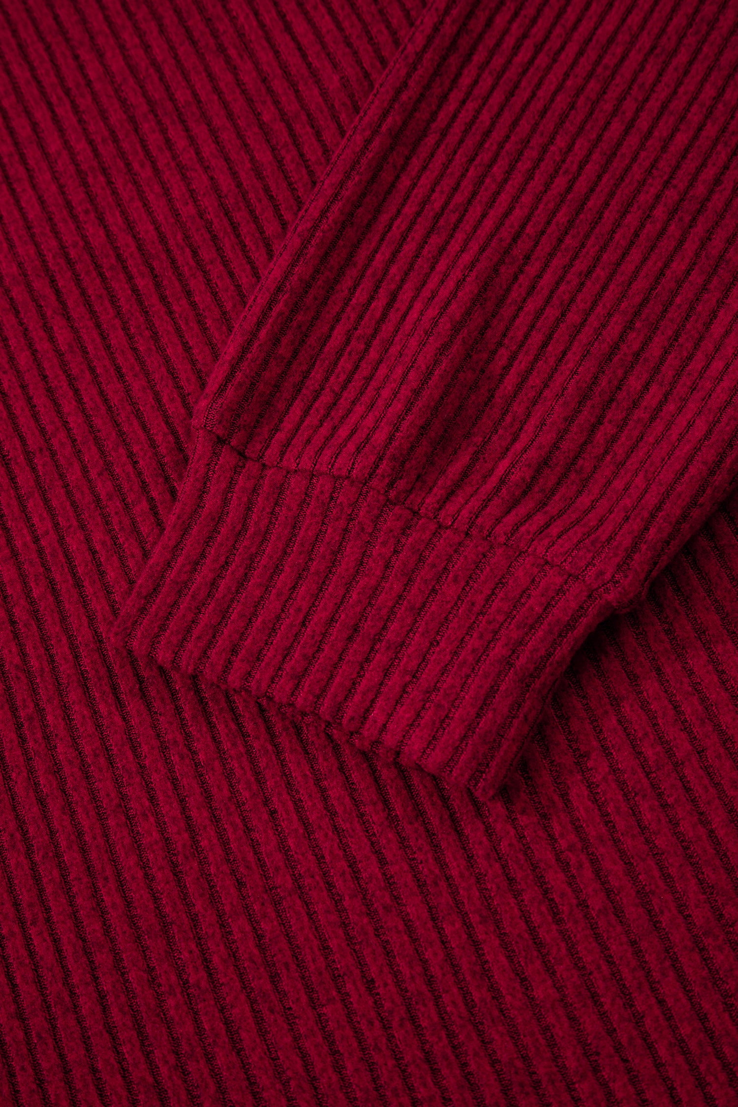 Racing Red Ribbed V Neck Contrast Ribbon Bow Back Drop Shoulder Long Sleeve Top-Tops/Blouses & Shirts-[Adult]-[Female]-2022 Online Blue Zone Planet