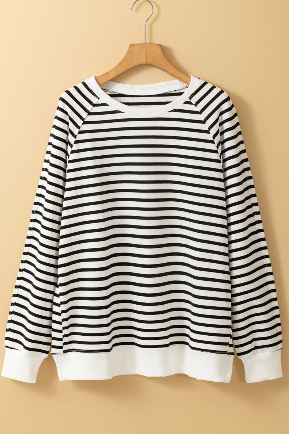 Blue Zone Planet | Side Slit Stripe Raglan Sleeve Sweatshirt-TOPS / DRESSES-[Adult]-[Female]-2022 Online Blue Zone Planet