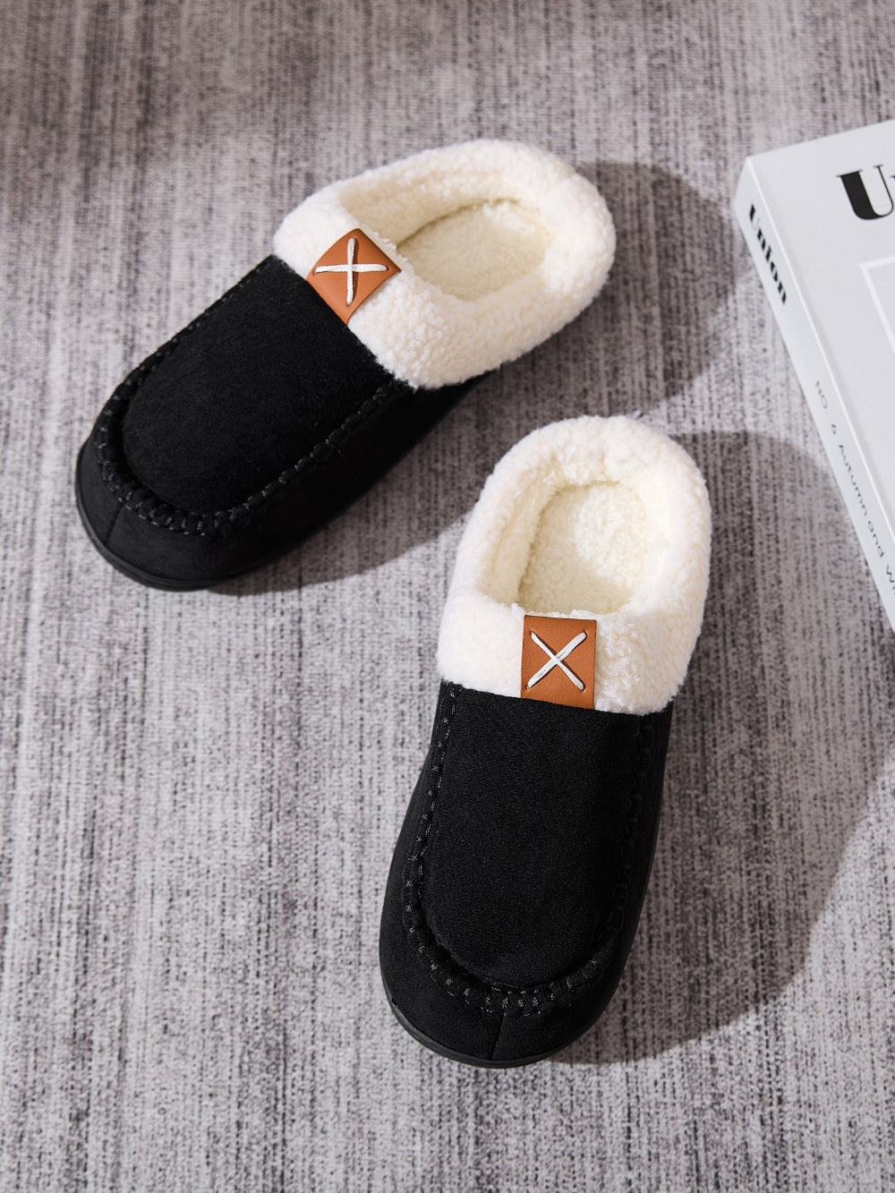 Contrast Round Toe Flat Slippers-SLIPPERS-[Adult]-[Female]-2022 Online Blue Zone Planet