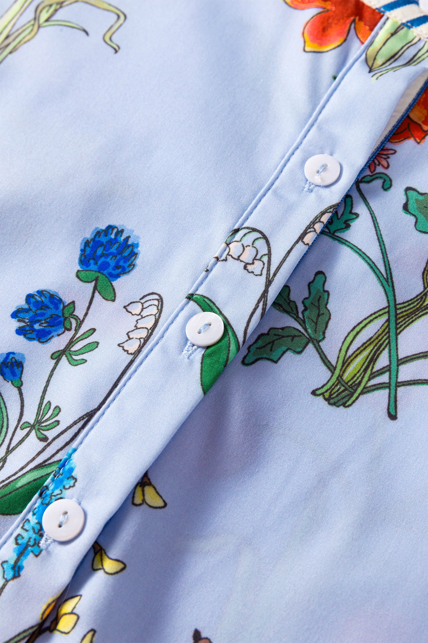 Beige Floral Striped Patchwork Ruffled Collar Short Sleeve Shirt-Tops/Blouses & Shirts-[Adult]-[Female]-2022 Online Blue Zone Planet