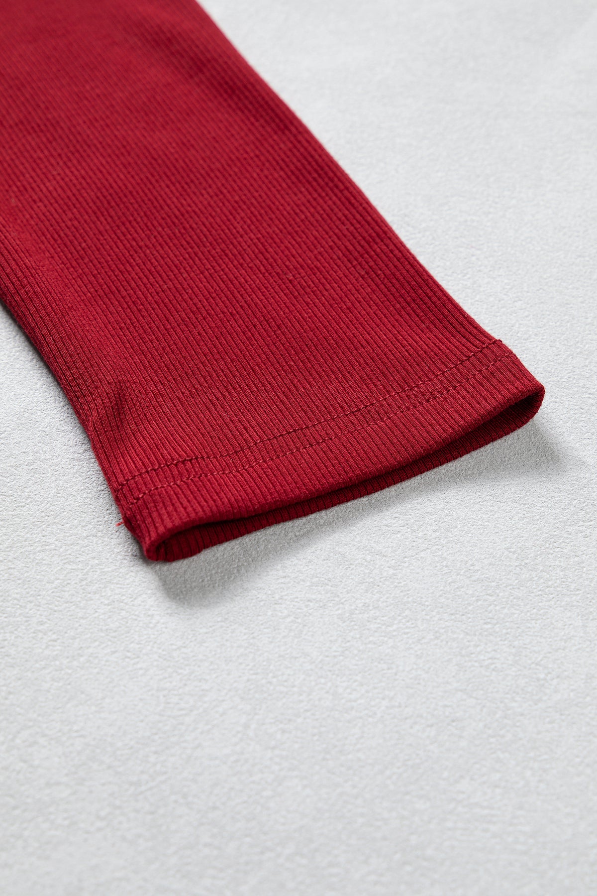 Red Dahlia Solid Color Round Neck Frill Detail Long Sleeve Top-Tops/Long Sleeve Tops-[Adult]-[Female]-2022 Online Blue Zone Planet