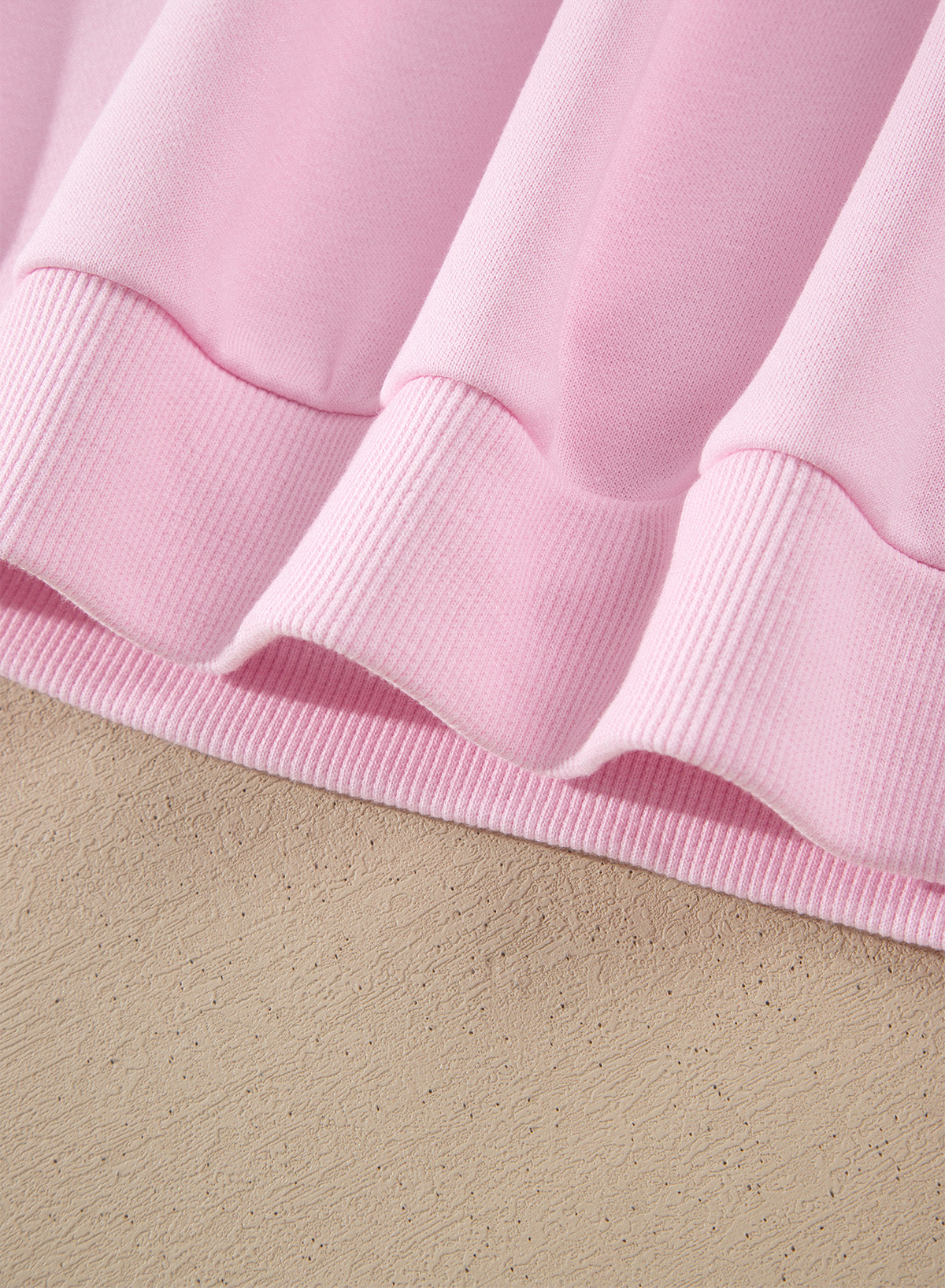 Pink Solid Color Raw Seam Lace Detail Loose Casual Sweatshirt-Tops/Sweatshirts & Hoodies-[Adult]-[Female]-2022 Online Blue Zone Planet