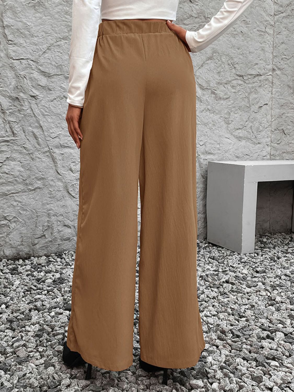 Blue Zone Planet | Perfee Tied High Waist Wide Leg Pants-BOTTOMS SIZES SMALL MEDIUM LARGE-[Adult]-[Female]-2022 Online Blue Zone Planet