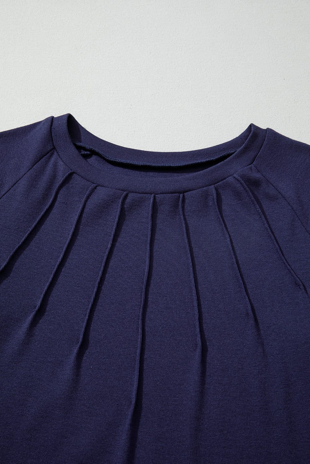 Navy Blue Solid Color Seam Detail Raglan Long Sleeve Top-Tops/Long Sleeve Tops-[Adult]-[Female]-2022 Online Blue Zone Planet