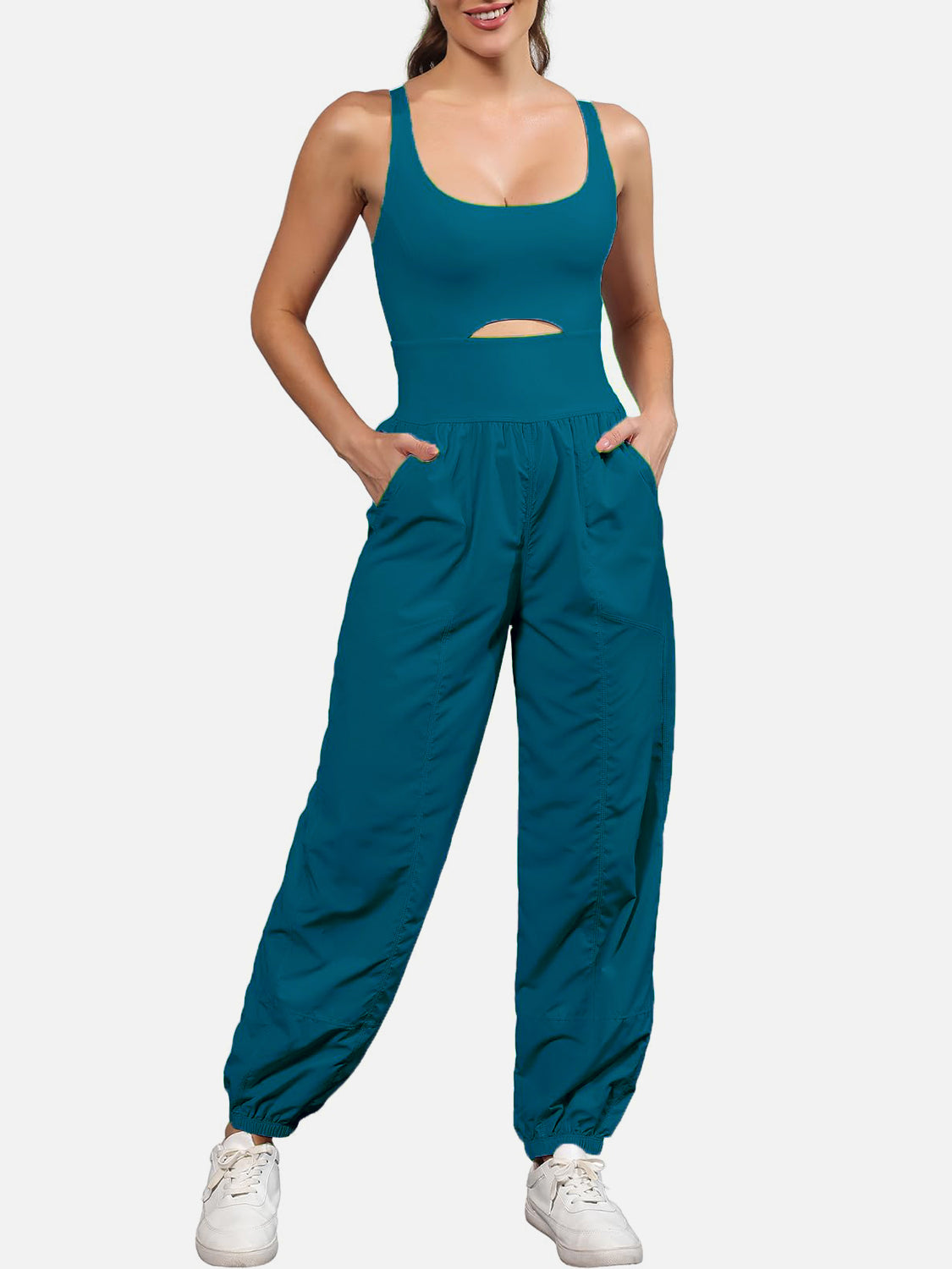 Cutout Scoop Neck Wide Strap Jumpsuit-TOPS / DRESSES-[Adult]-[Female]-2022 Online Blue Zone Planet