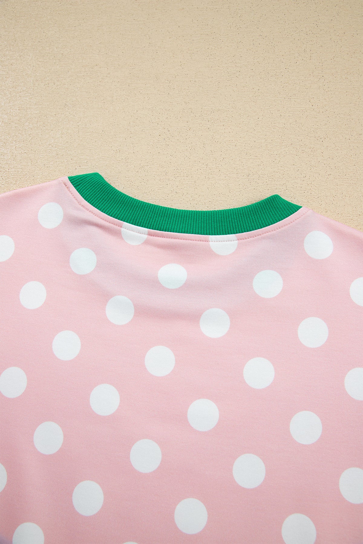 Pink Polka Dot Contrast Trim Long Sleeve Top Drawstring Shift Pants Set-Two Piece Sets/Pant Sets-[Adult]-[Female]-2022 Online Blue Zone Planet
