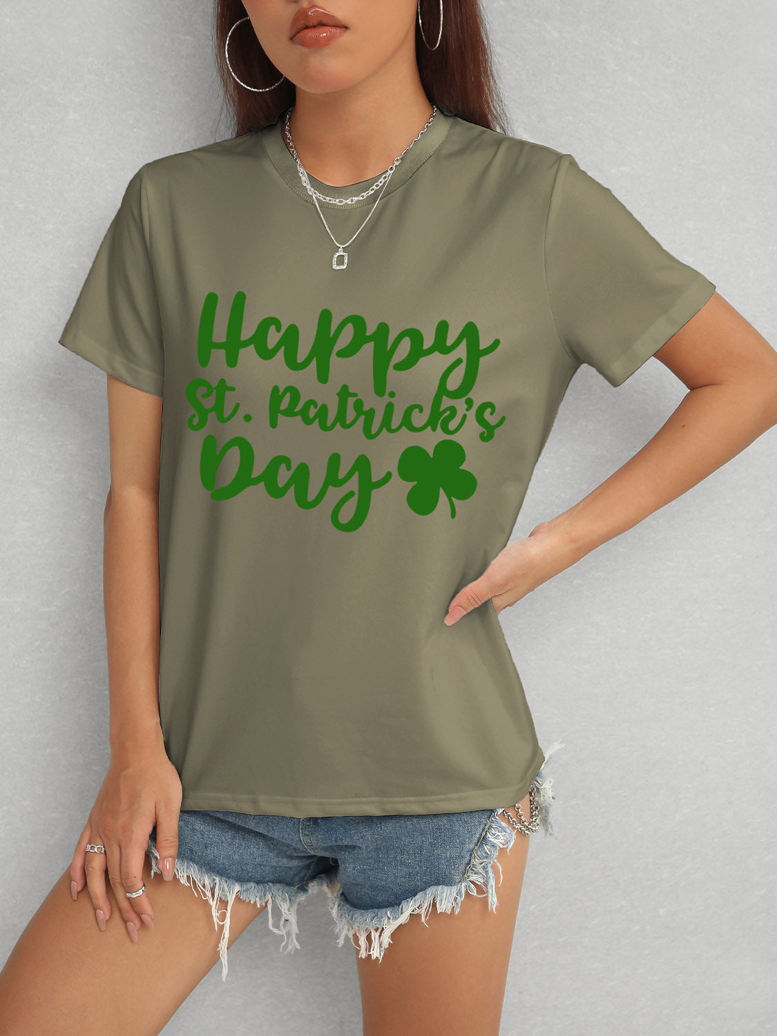 HAPPY ST. PATRICK'S DAY Short Sleeve T-Shirt-TOPS / DRESSES-[Adult]-[Female]-2022 Online Blue Zone Planet