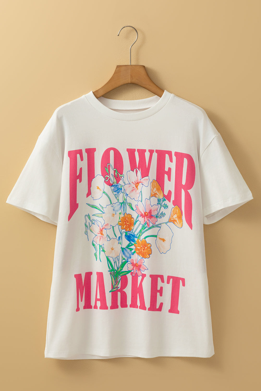 White Flower Market Graphic T Shirt-Tops/Tops & Tees-[Adult]-[Female]-2022 Online Blue Zone Planet
