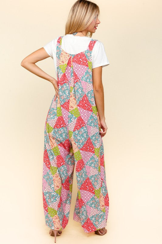 Haptics Full Size Printed Wide Leg Overalls with Side Pockets-TOPS / DRESSES-[Adult]-[Female]-2022 Online Blue Zone Planet