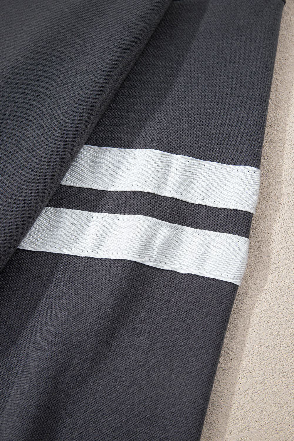 Light French Beige Varsity Striped Detail Drop Shoulder Oversized Sweatshirt-Tops/Sweatshirts & Hoodies-[Adult]-[Female]-2022 Online Blue Zone Planet