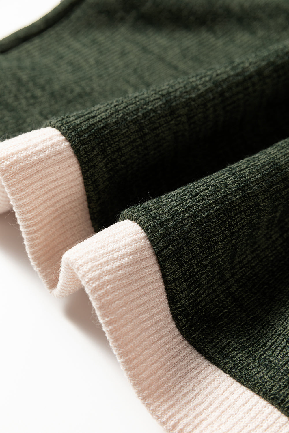 Four Leaf Clover Contrast Color Trim Knit Drop Shoulder Loose Top-Tops/Long Sleeve Tops-[Adult]-[Female]-2022 Online Blue Zone Planet