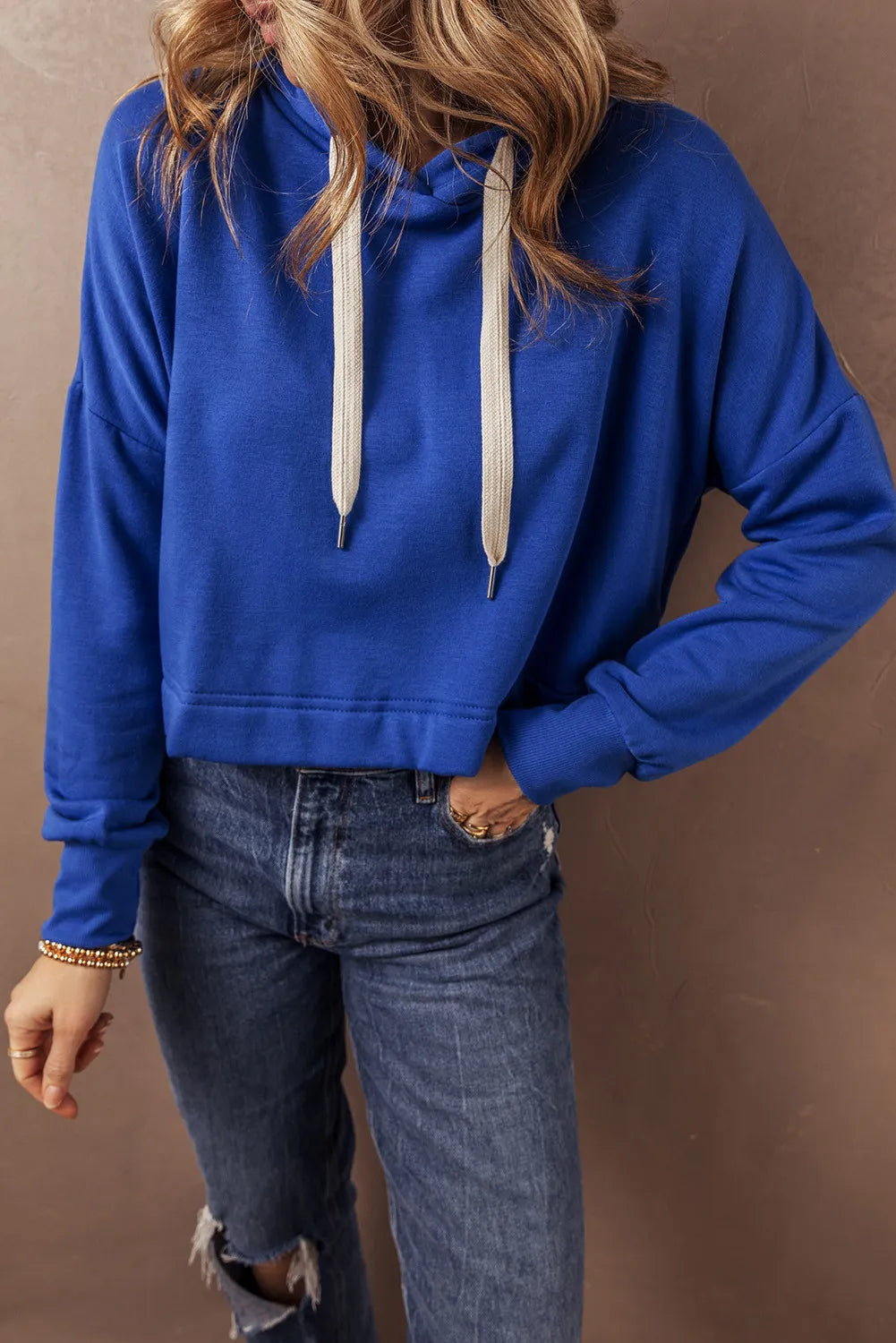 Drawstring Long Sleeve Hoodie-TOPS / DRESSES-[Adult]-[Female]-2022 Online Blue Zone Planet