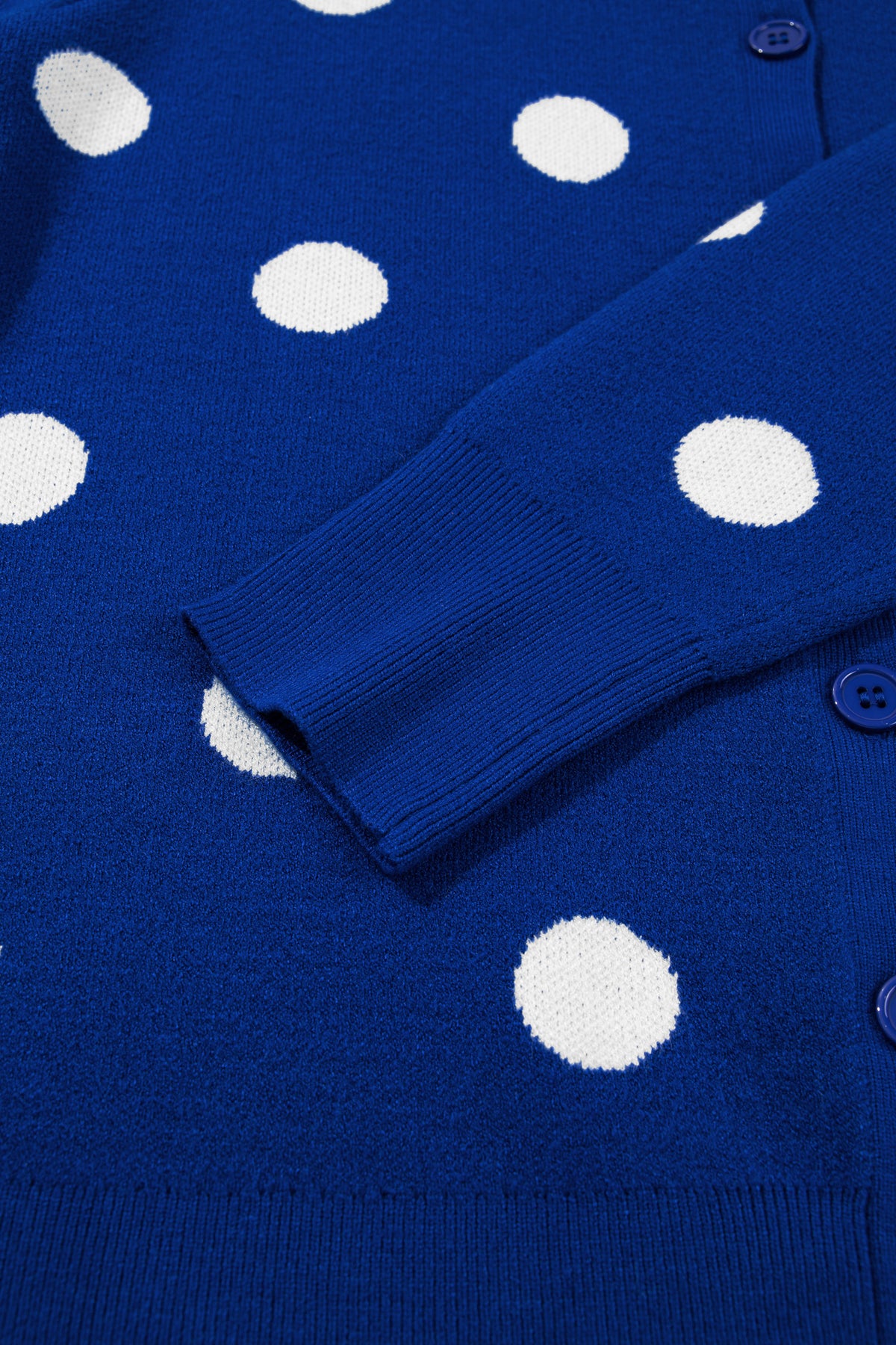 Bluing Casual Polka Dot Button Front Long Sleeve Sweater Cardigan