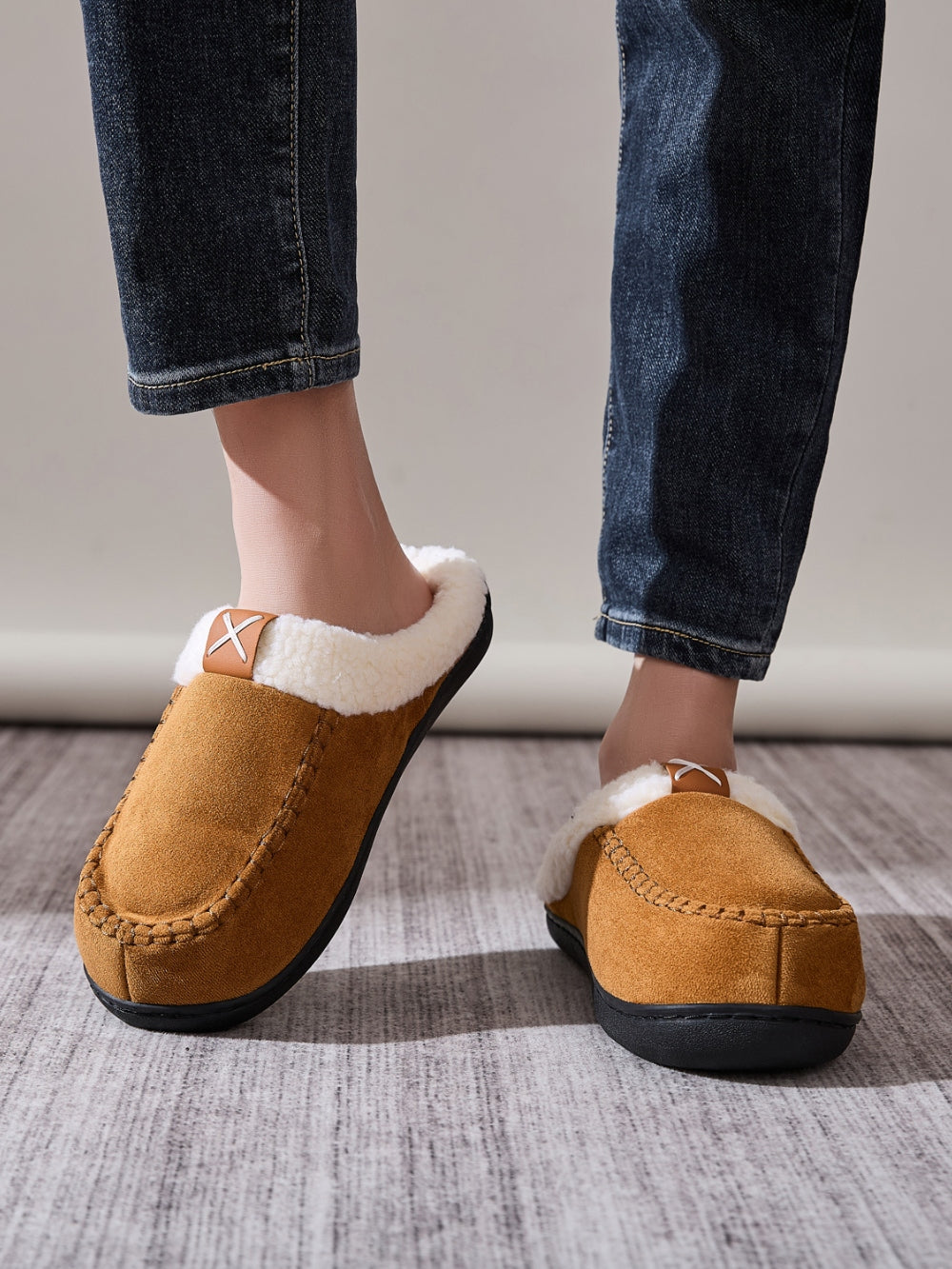 Contrast Round Toe Flat Slippers-SLIPPERS-[Adult]-[Female]-2022 Online Blue Zone Planet