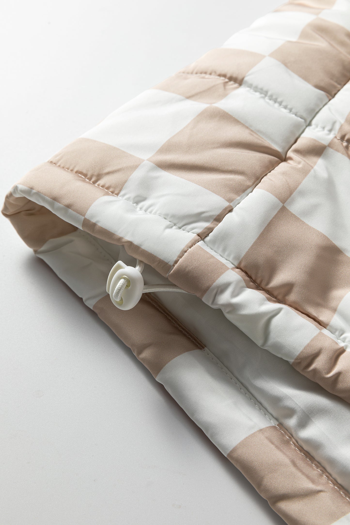 Khaki Contrast Plaid Quilted Button Zip Up Vest-TOPS / DRESSES-[Adult]-[Female]-2022 Online Blue Zone Planet