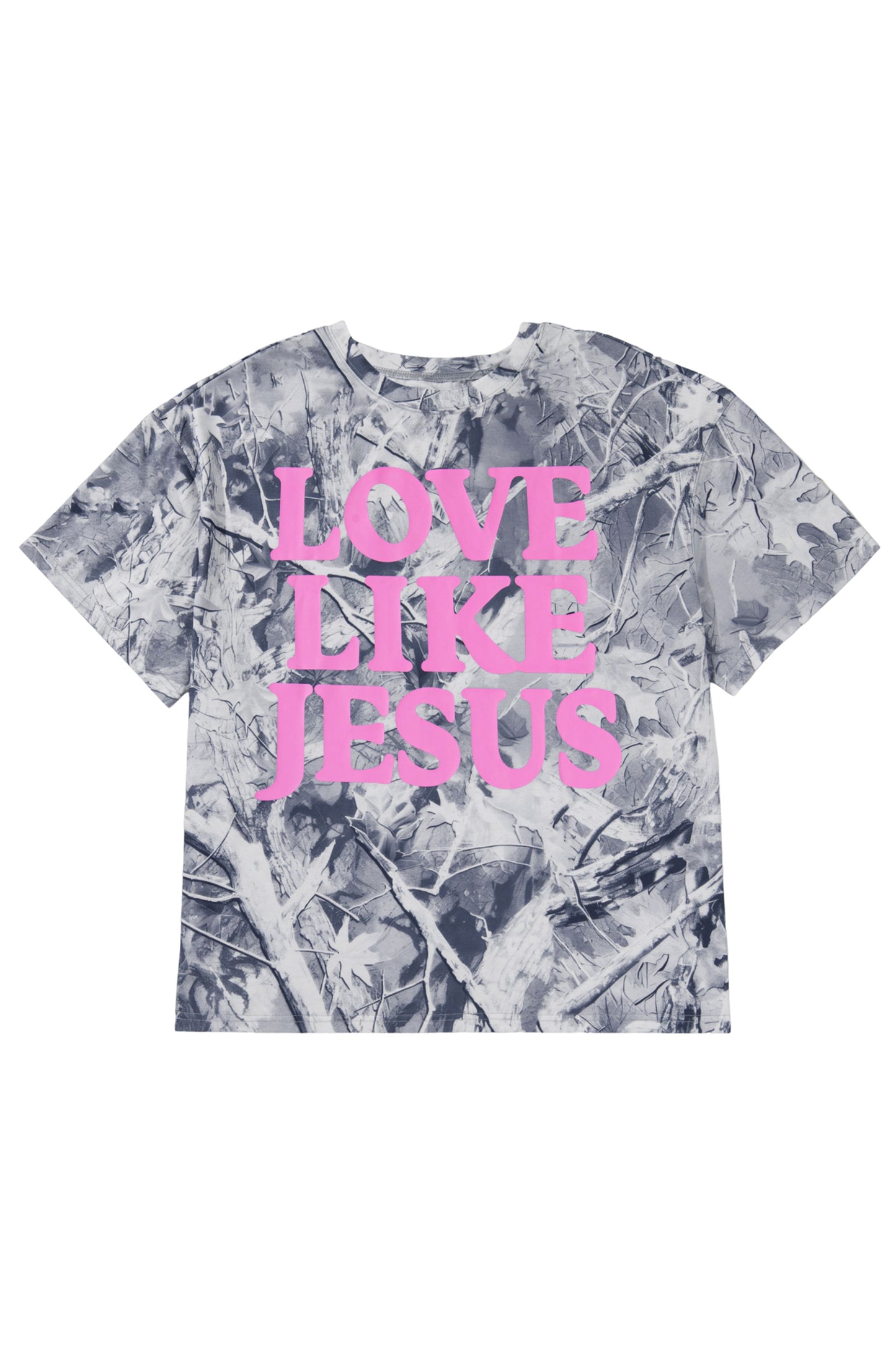 Gray Woodland Camouflage Love Like Jesus Plus Size T Shirt-Plus Size/Plus Size Tops/Plus Size Tops & Tees-[Adult]-[Female]-2022 Online Blue Zone Planet