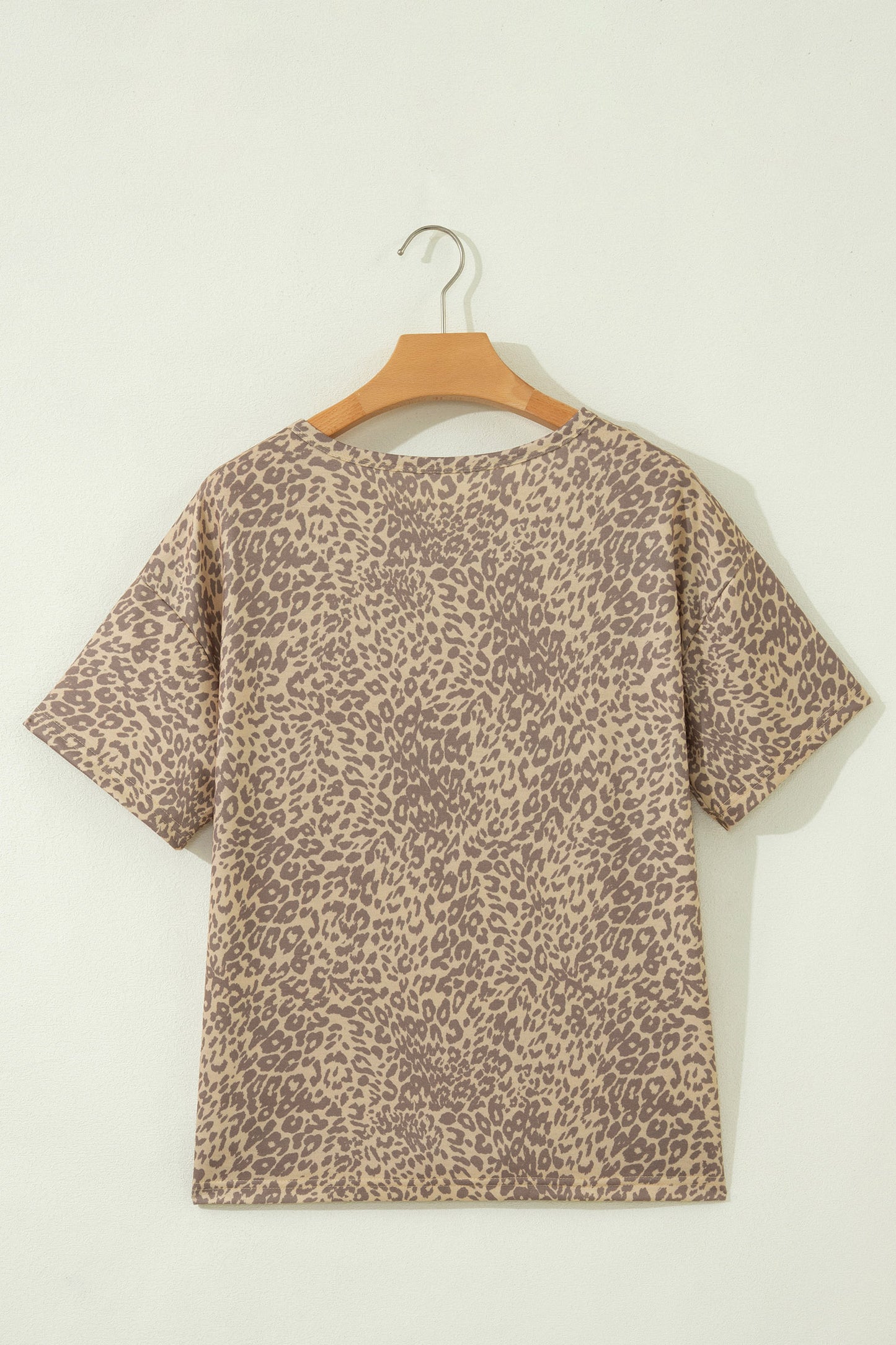 Khaki Leopard Retro Studded Star Patch Loose Tee-Tops/Tops & Tees-[Adult]-[Female]-2022 Online Blue Zone Planet