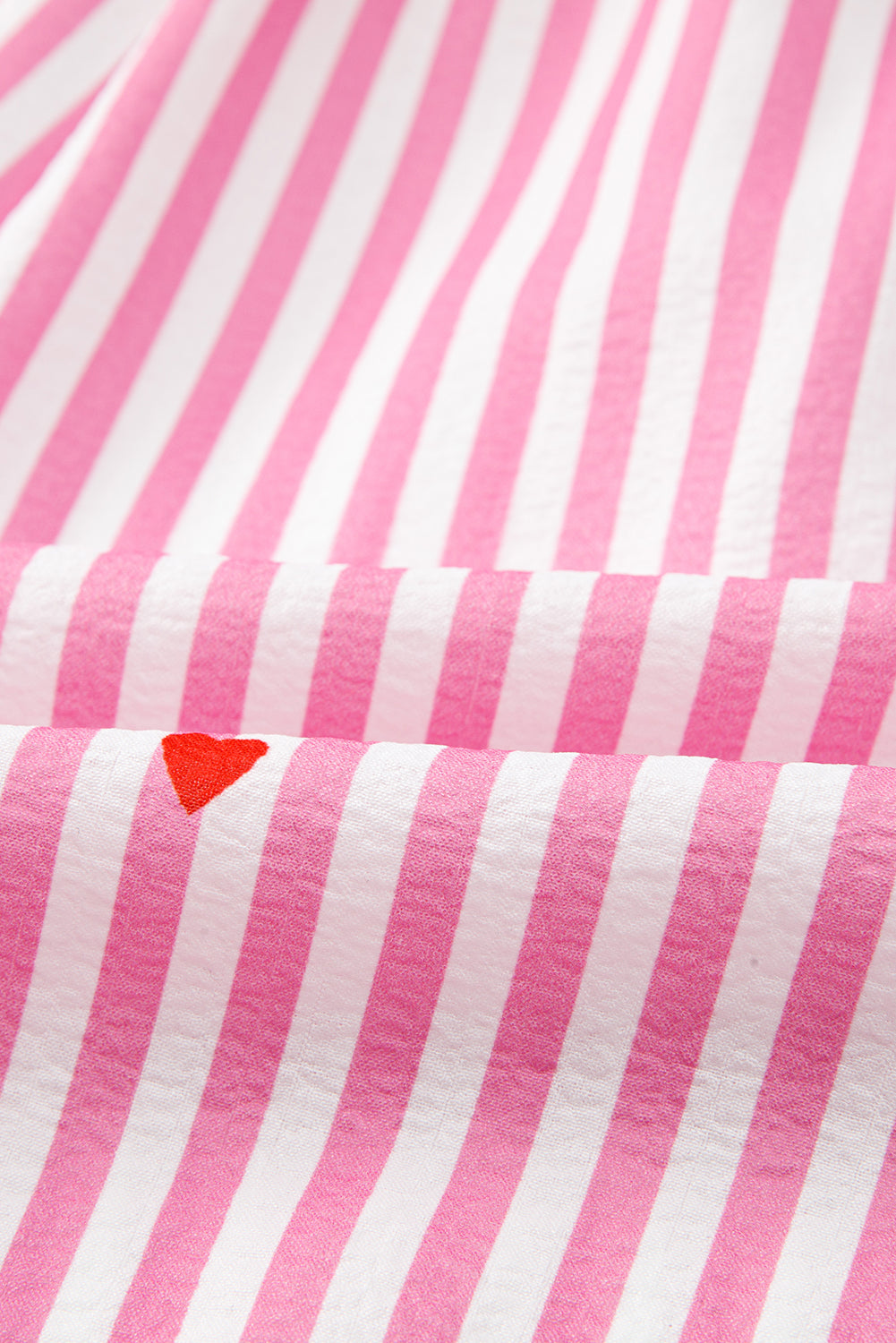 Pink Striped Heart Print Shirt and Shorts Pajama Set-Loungewear Set-[Adult]-[Female]-2022 Online Blue Zone Planet