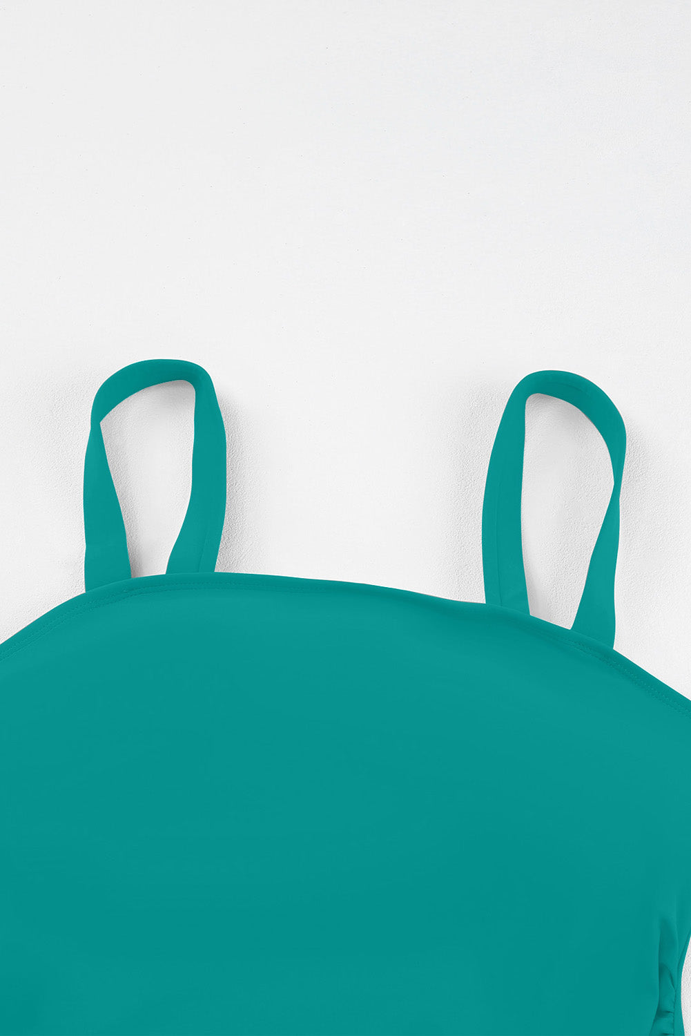 Green Solid Square Neck Sleeveless Tankini Swimsuit-Swimwear/Tankinis-[Adult]-[Female]-2022 Online Blue Zone Planet