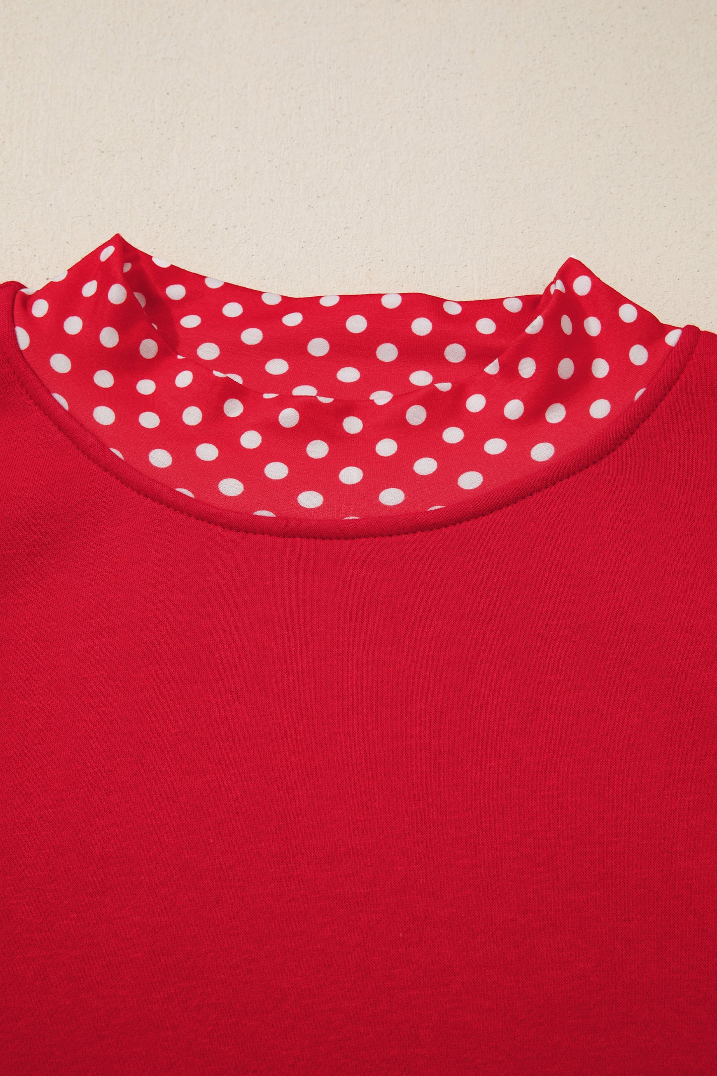 Orange Polka Dot Patchwork Round Neck Plus Size Sweatshirt-Plus Size/Plus Size Sweatshirts & Hoodies-[Adult]-[Female]-2022 Online Blue Zone Planet