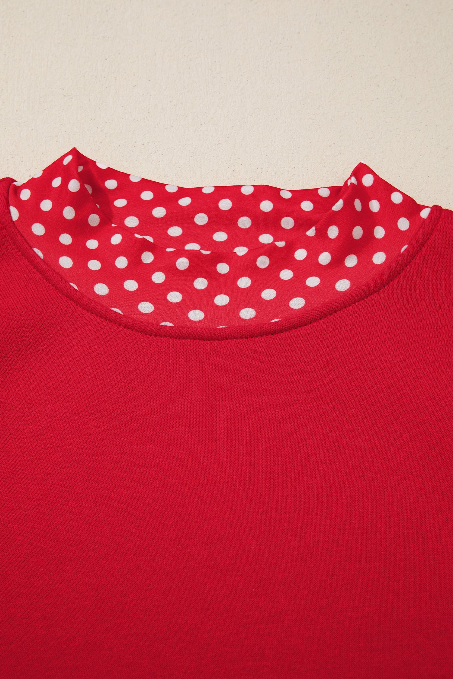 Orange Polka Dot Patchwork Round Neck Plus Size Sweatshirt-Plus Size/Plus Size Sweatshirts & Hoodies-[Adult]-[Female]-2022 Online Blue Zone Planet