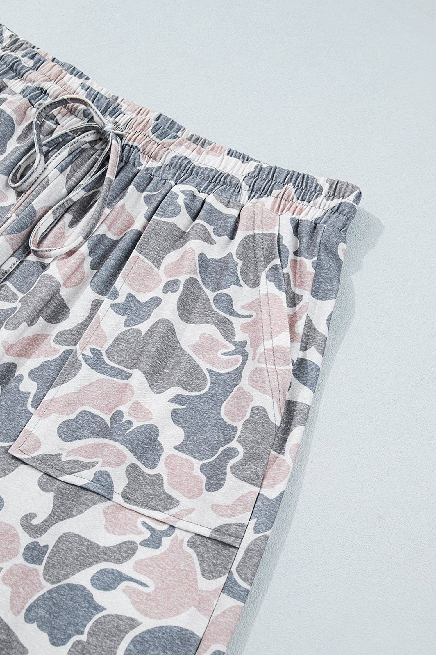 Khaki Camouflage Print Patch Pockets Ankle-Length Plus Size Pants-Plus Size/Plus Size Bottoms-[Adult]-[Female]-2022 Online Blue Zone Planet