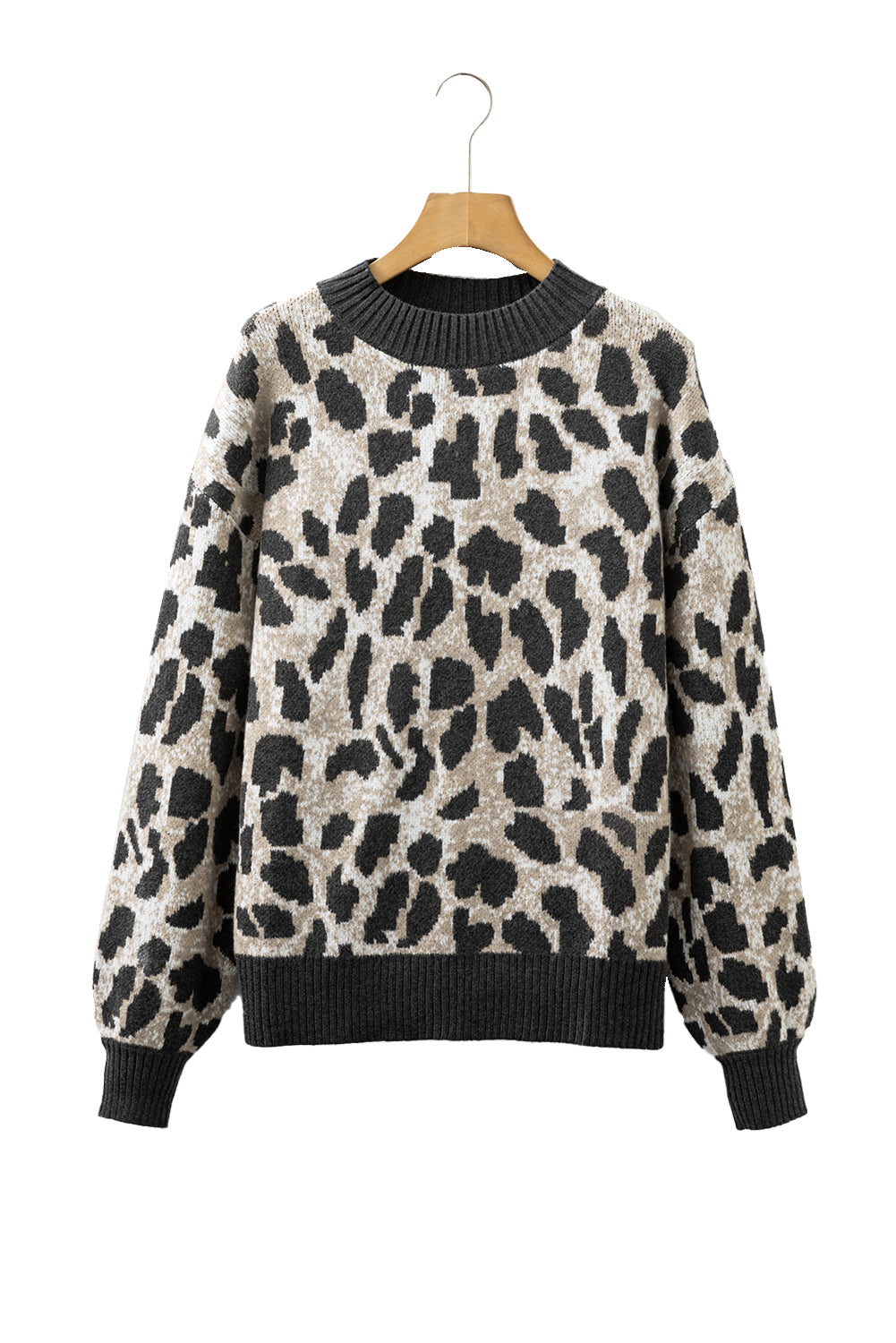 Carbon Grey Leopard Drop Shoulder Baggy Sweater-TOPS / DRESSES-[Adult]-[Female]-2022 Online Blue Zone Planet