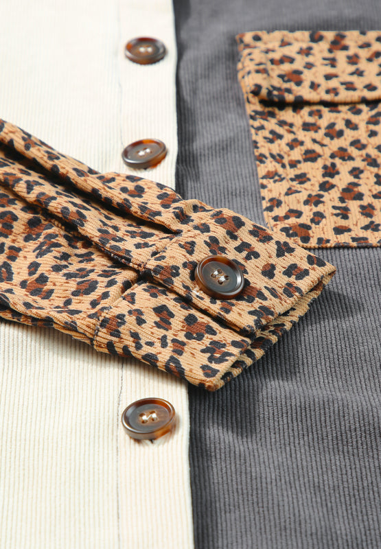 Leopard Button Up Drop Shoulder Jacket-TOPS / DRESSES-[Adult]-[Female]-2022 Online Blue Zone Planet