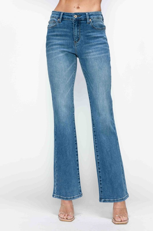 Blue Zone Planet | bytos Full Size Cat's Whiskers Mid Rise Bootcut Jeans-BOTTOMS SIZES SMALL MEDIUM LARGE-[Adult]-[Female]-Medium-1(25)-2022 Online Blue Zone Planet