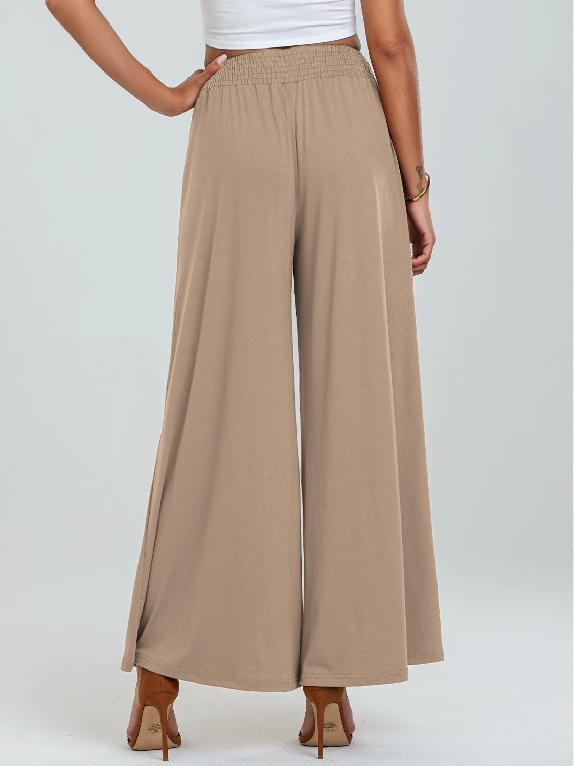 Pocketed Elastic Waist Wide Leg Pants-BOTTOMS SIZES SMALL MEDIUM LARGE-[Adult]-[Female]-2022 Online Blue Zone Planet