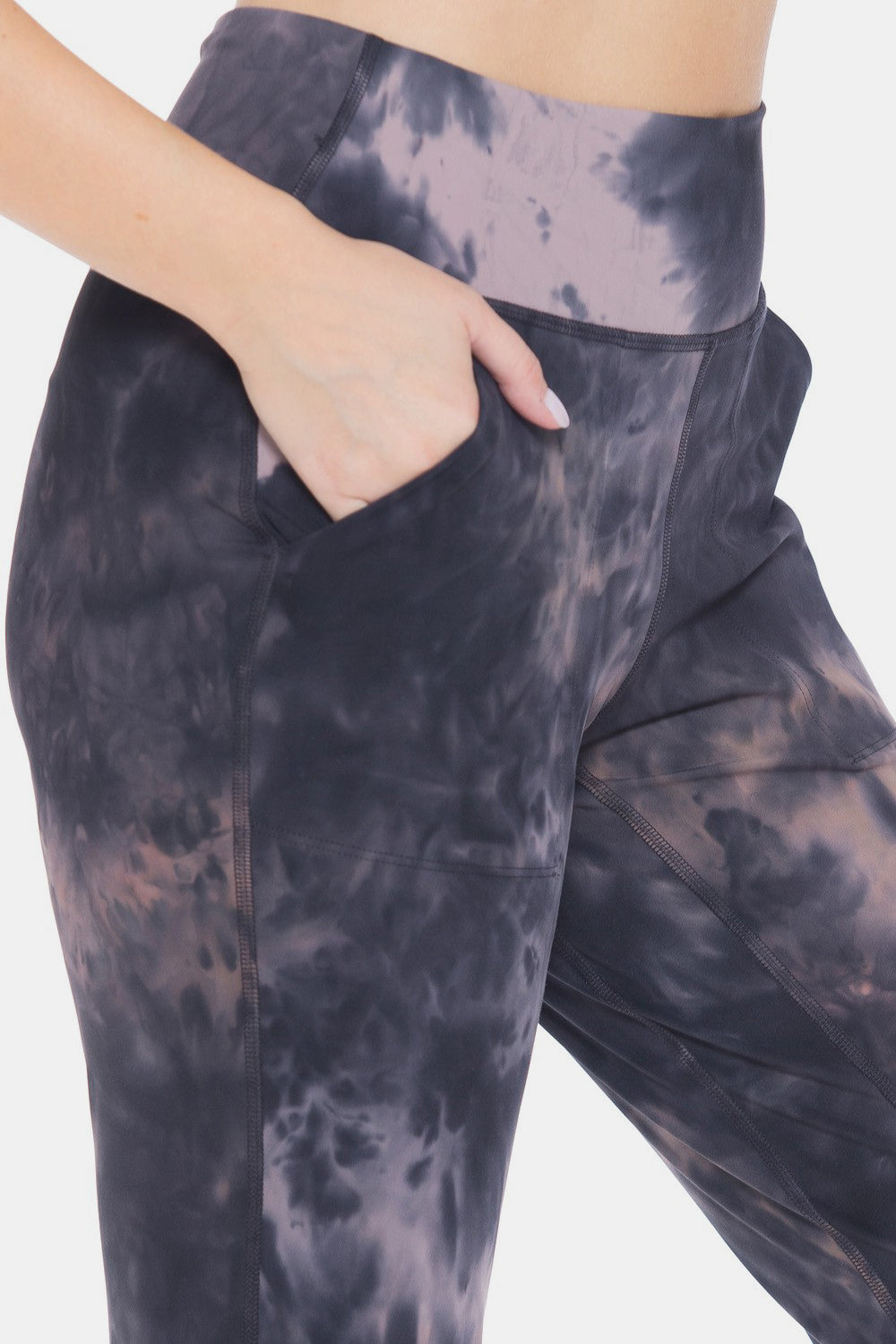 Leggings Depot Tie-Dye High Waist Cropped Leggings-[Adult]-[Female]-2022 Online Blue Zone Planet