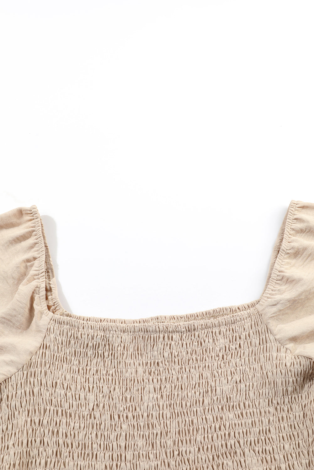 Apricot Short Bubble Sleeve Smocked Wide Leg Jumpsuit-Bottoms/Jumpsuits & Rompers-[Adult]-[Female]-2022 Online Blue Zone Planet