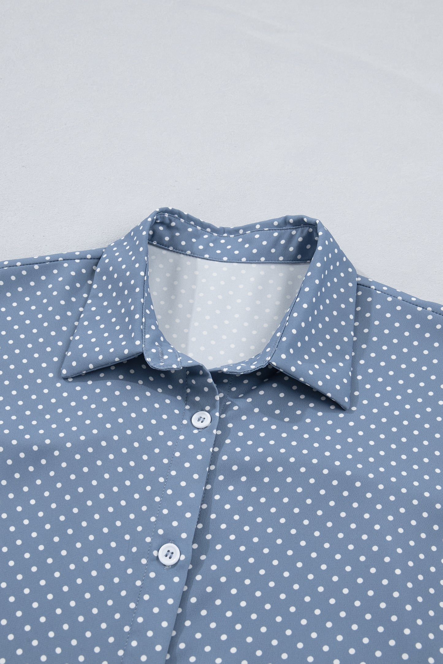 Khaki Dotted Print Cuffed Short Sleeve Shirt-Tops/Blouses & Shirts-[Adult]-[Female]-2022 Online Blue Zone Planet