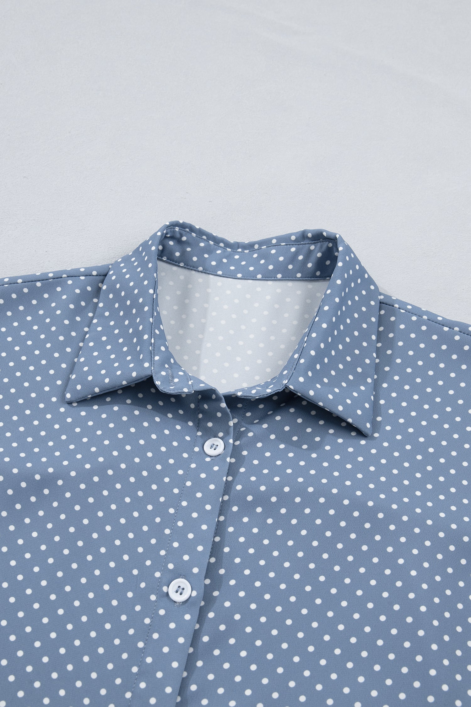 Khaki Dotted Print Cuffed Short Sleeve Shirt-Tops/Blouses & Shirts-[Adult]-[Female]-2022 Online Blue Zone Planet