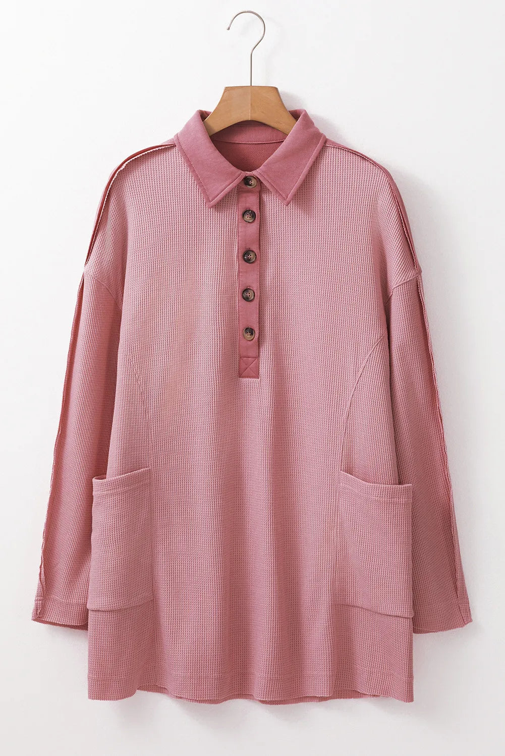 Blue Zone Planet | Half Button Long Sleeve Top-TOPS / DRESSES-[Adult]-[Female]-2022 Online Blue Zone Planet