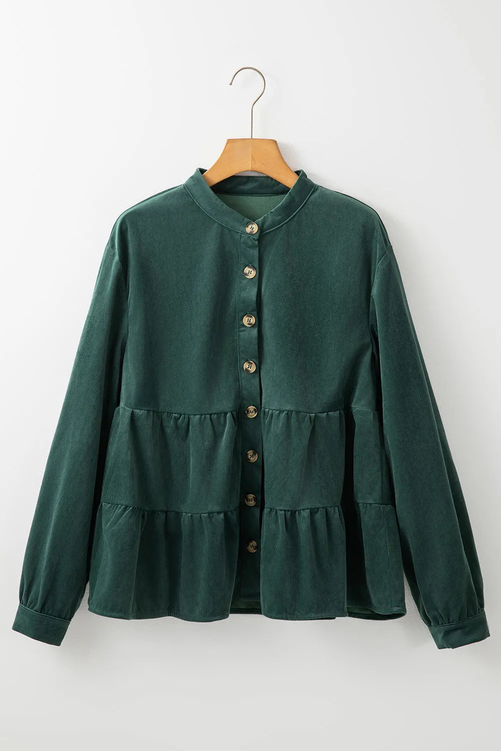 Peplum Round Neck Long Sleeve Shirt-TOPS / DRESSES-[Adult]-[Female]-2022 Online Blue Zone Planet